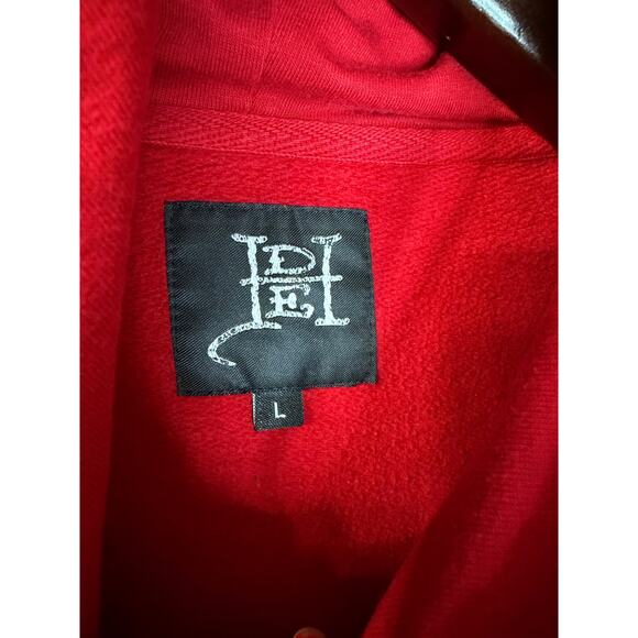 Ed Hardy New York Hoodie Mens Red Eagle Snake Skull Pullover Red Sz L - Picture 10 of 11